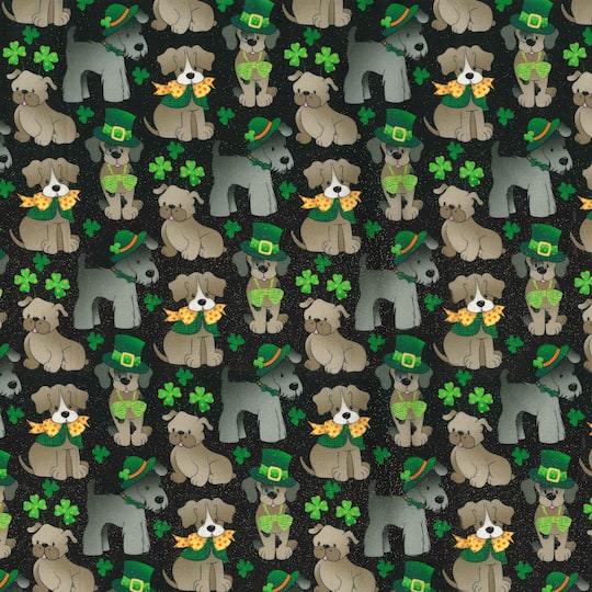 Fabric Traditions St. Patrick&#x27;s Day Dogs Cotton Fabric